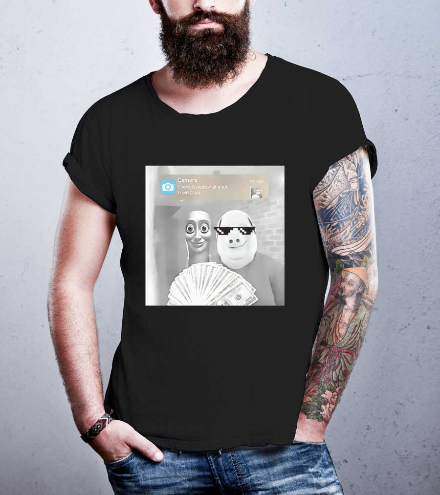 Tung Tung Sahur John Pork Meme With Motion Alert And Money Stack T-Shirt