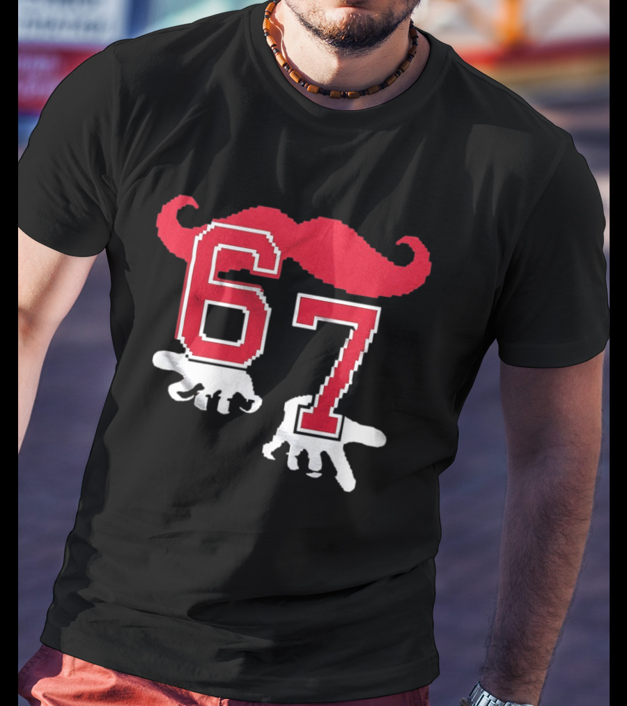 Cincinnati Reds Baseball 67 Red Mustache T-Shirt
