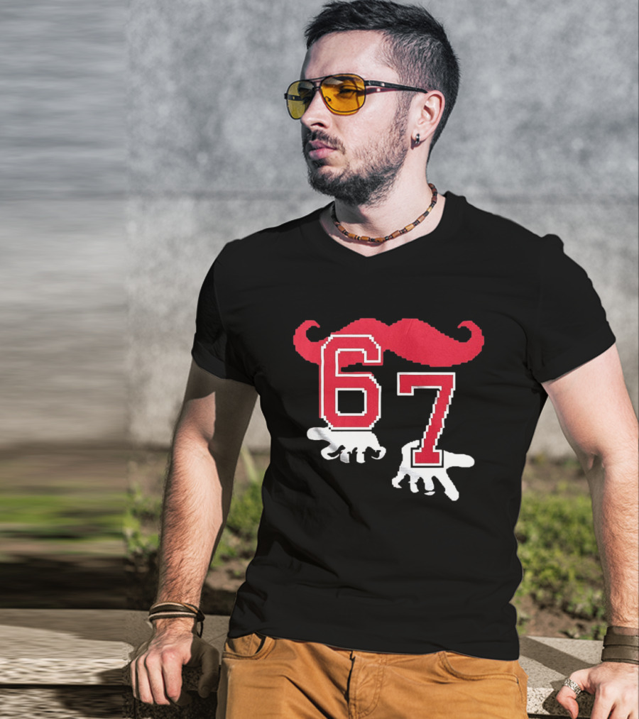 Cincinnati Reds Baseball 67 Red Mustache T-Shirt