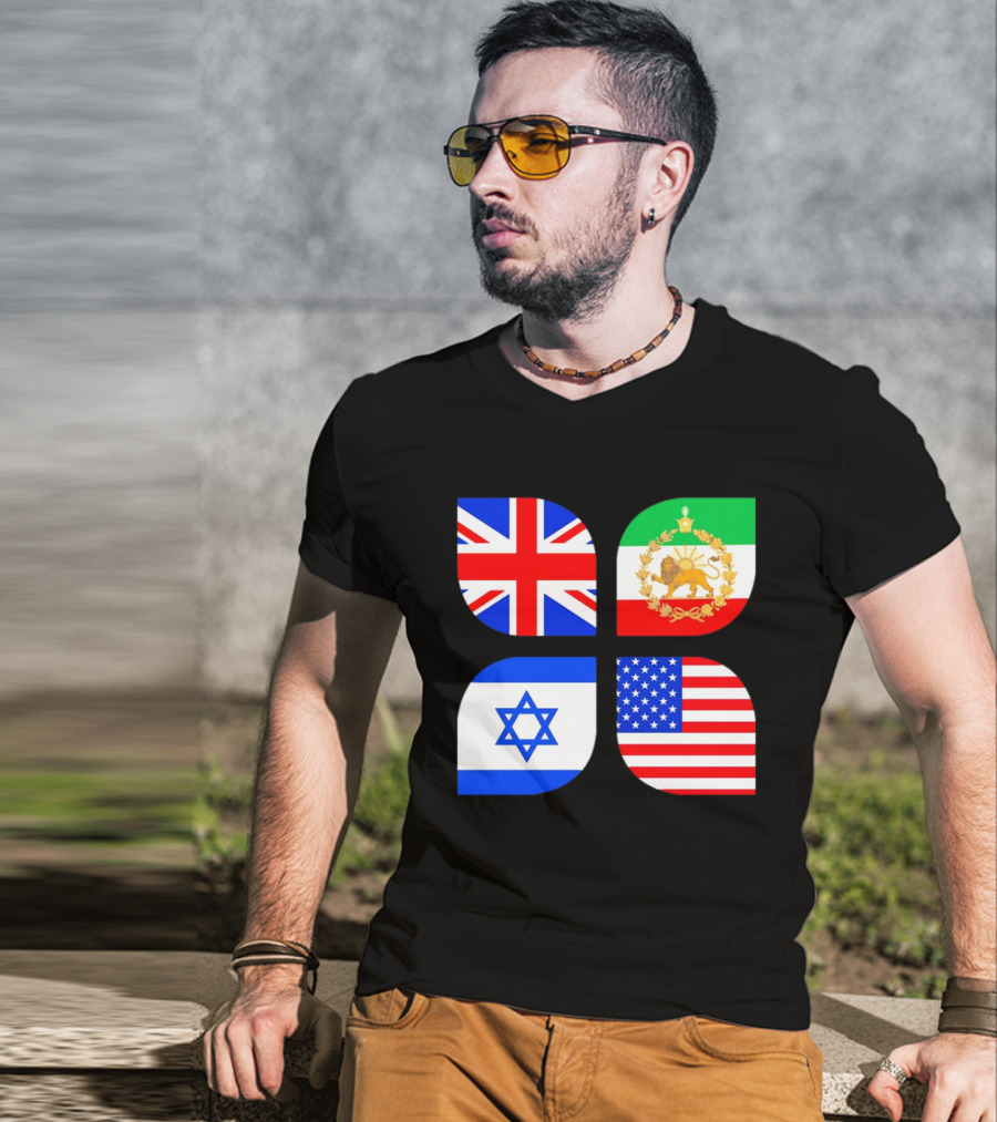 Union Jack British Flag Iranian Lion Israel Star USA Stars And Stripes Flags T-Shirt