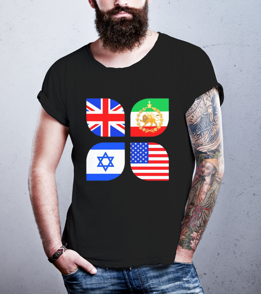 Union Jack British Flag Iranian Lion Israel Star USA Stars And Stripes Flags T-Shirt