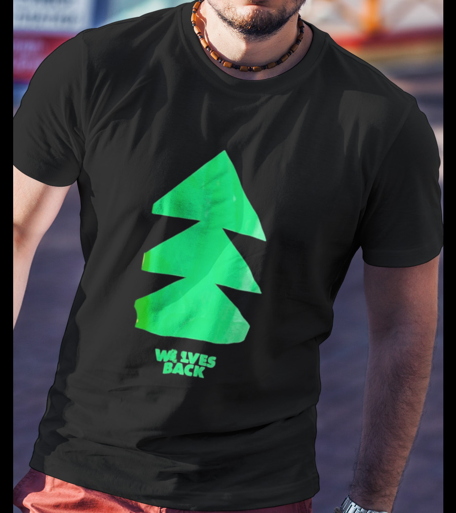 Wolves Back Tree Green Triangular Shapes T-Shirt