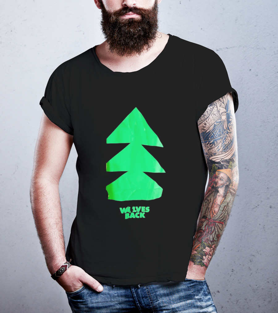 Wolves Back Tree Green Triangular Shapes T-Shirt