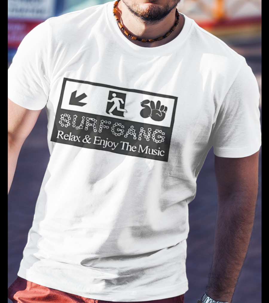 Surf Gang Relax And Enjoy The Music Icon Wave Peace Arrow T-Shirt
