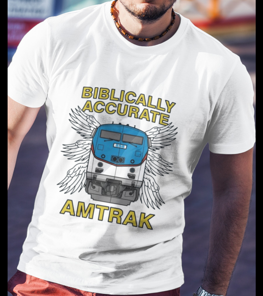Biblically Accurate Amtrak Winged Train T-Shirt