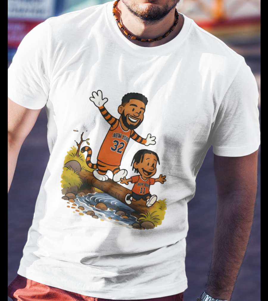 Calvin And Hobbes Crossover Karl Anthony Towns Jalen Brunson New York Knicks Basketball T-Shirt