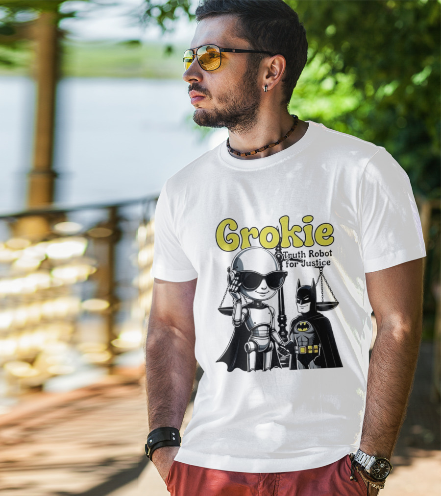 Grokie Batman Truth Robot For Justice Scales T-Shirt