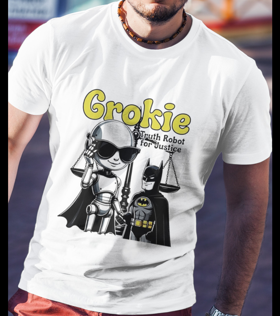 Grokie Batman Truth Robot For Justice Scales T-Shirt