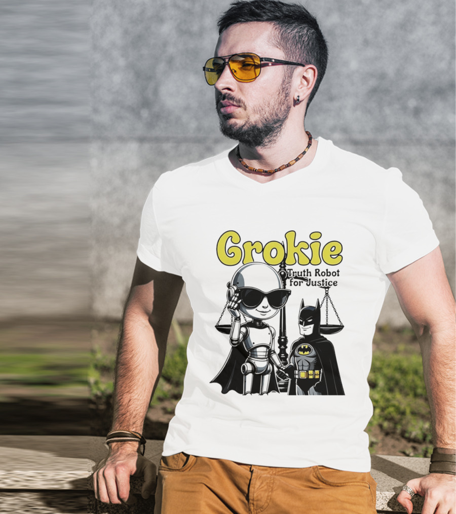 Grokie Batman Truth Robot For Justice Scales T-Shirt