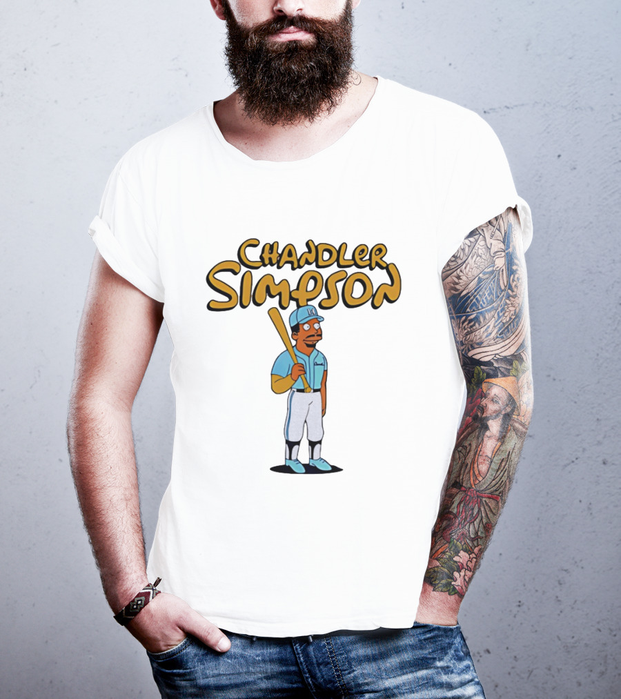 Chandler Simpson Baseball Bat Character In Blue Uniform T-Shirt