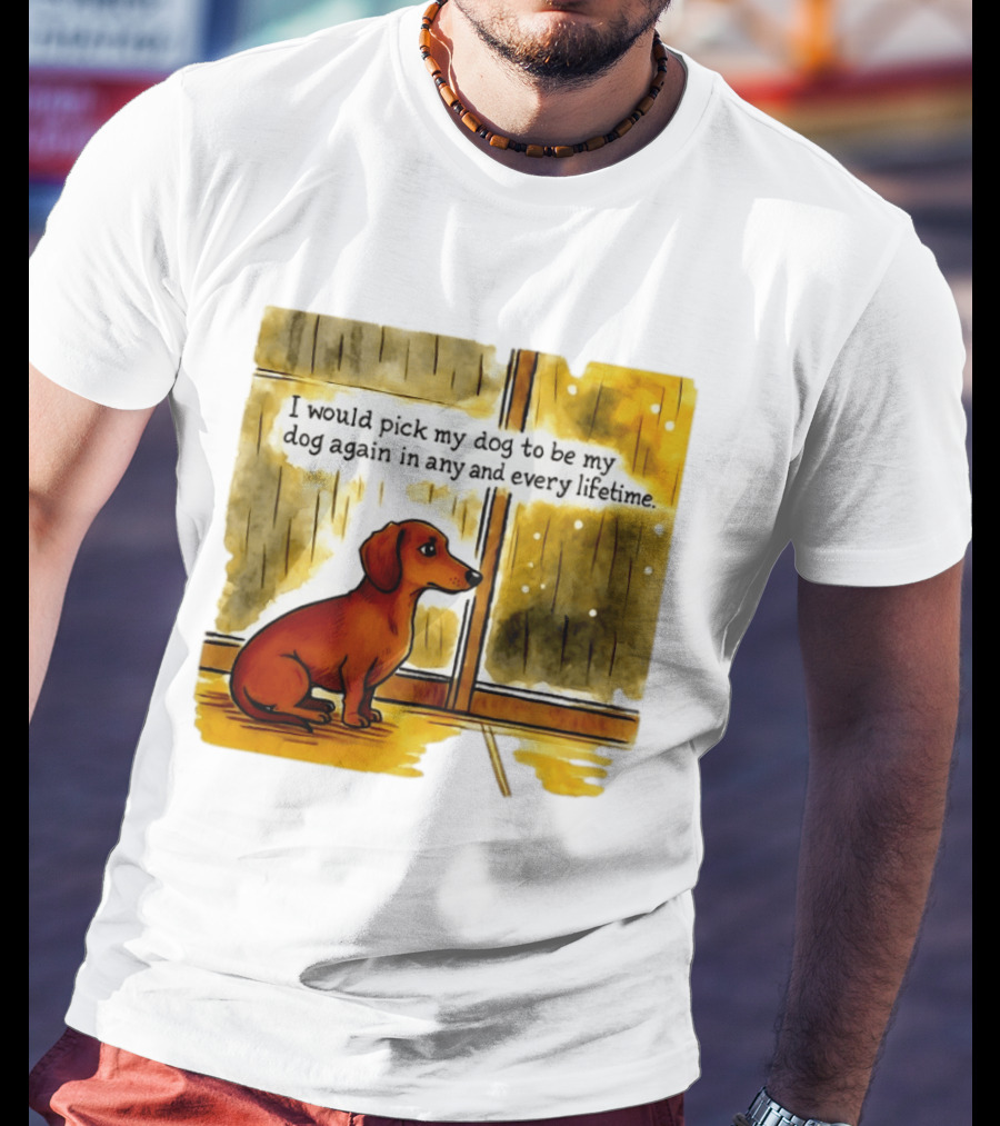I Would Pick My Dog To Be My Dog Again In Any And Every Lifetime Dachshund By Window T-Shirt