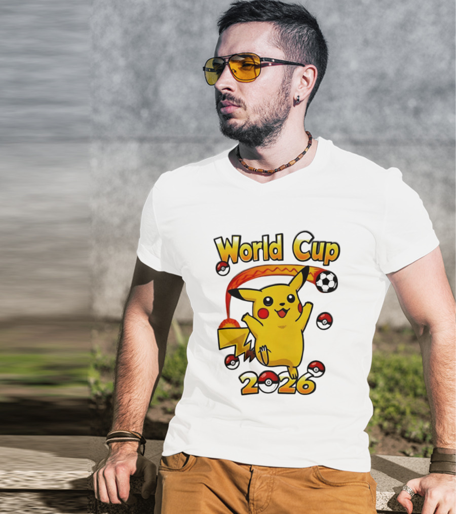 World Cup 2026 Pokémon Pikachu Soccer Poké Balls T-Shirt