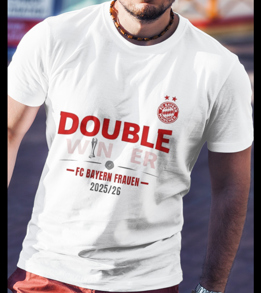 Double Winner FC Bayern Frauen 2025 2026 Championship Victory T-Shirt
