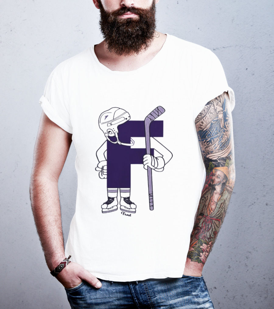 Minnesota Frost Hockey Character With Stick And Helmet T-Shirt