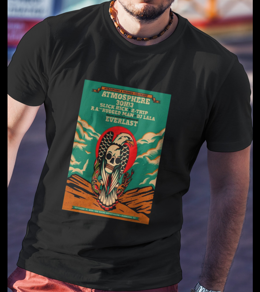 Atmosphere Friends Colorado Slick Rick Red Rocks September 19 2026 Morrison CO T-Shirt