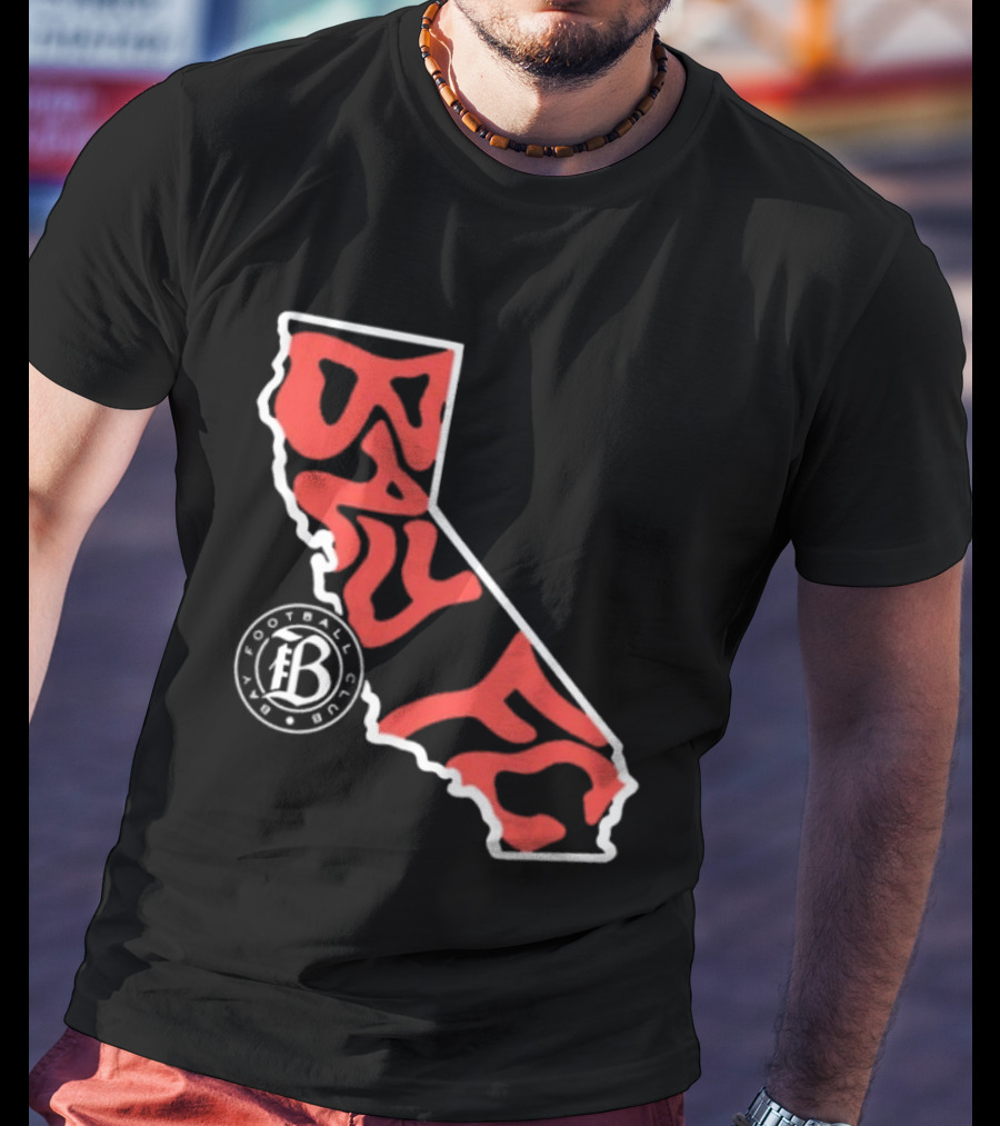 Bay FC Groovy Text California State Map Football Club T-Shirt