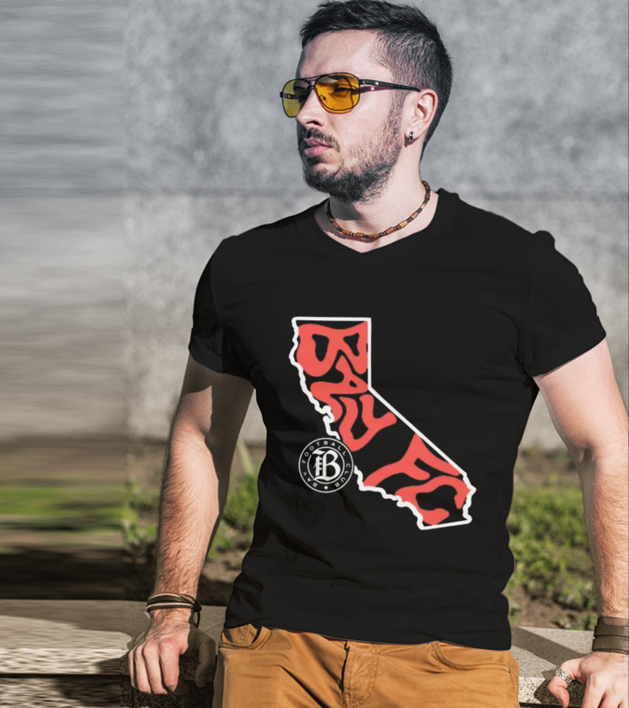 Bay FC Groovy Text California State Map Football Club T-Shirt