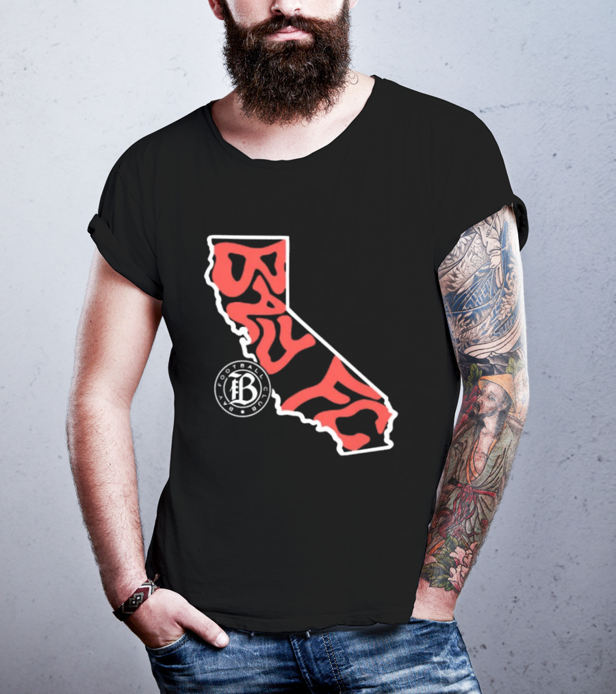 Bay FC Groovy Text California State Map Football Club T-Shirt
