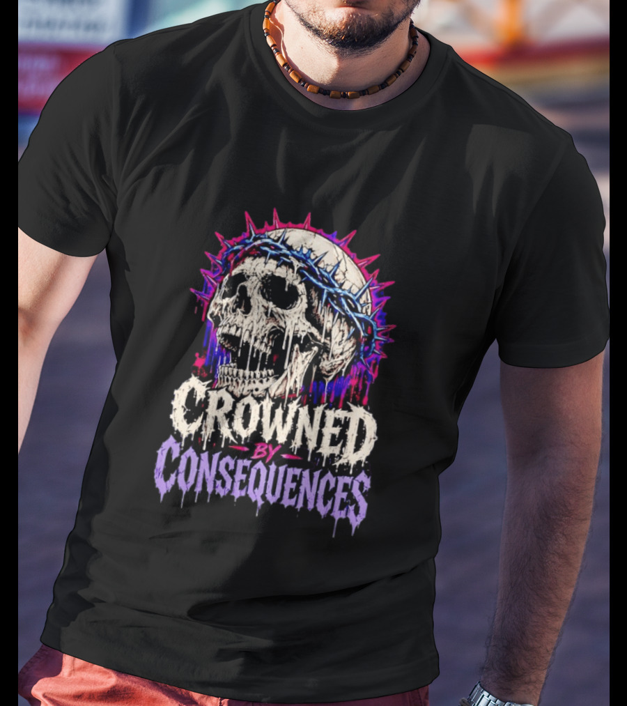 Crowned By Consequences Dark Skull Gothic Horror T-Shirt