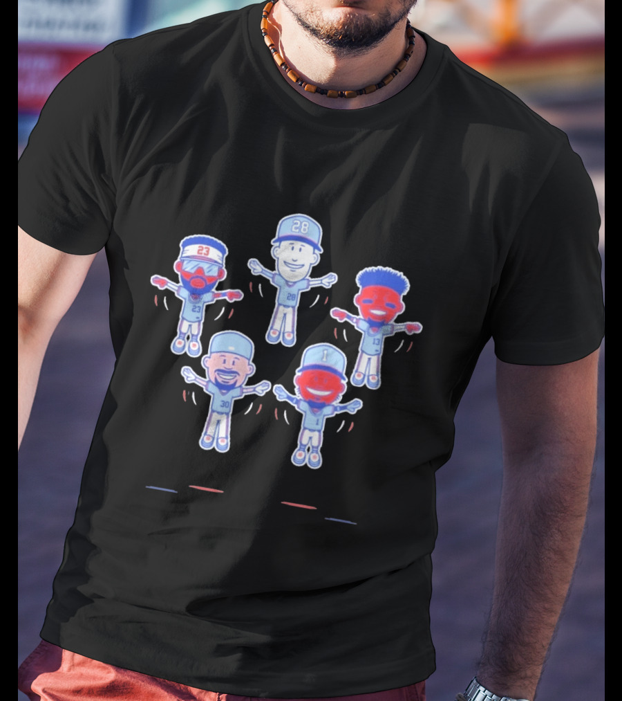 Keep Flying 2 Cartoon Baseball Players With Numbers 23, 28, 13, 30, 1 T-Shirt