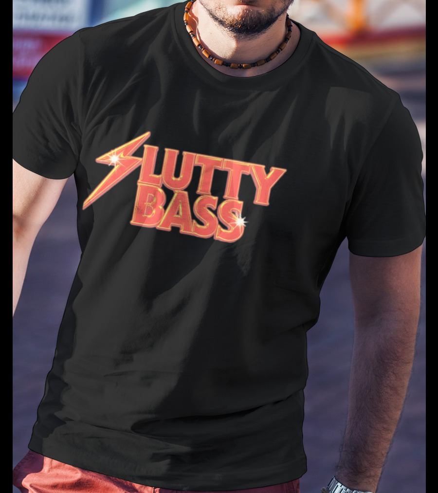 Lutty Bass Lightning Bolt Vintage Style Retro Music T-Shirt