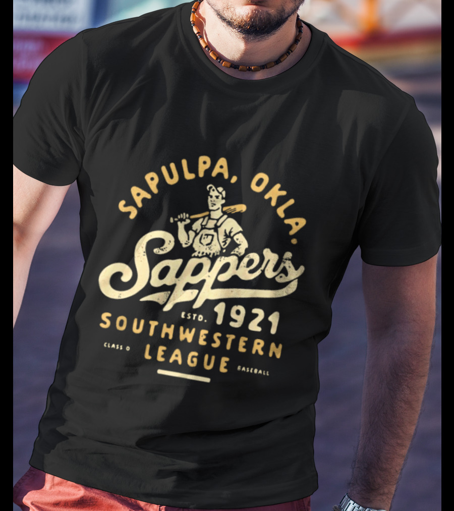 Sapulpa Oklahoma Sappers Southwestern League Class D Baseball Estd 1921 T-Shirt
