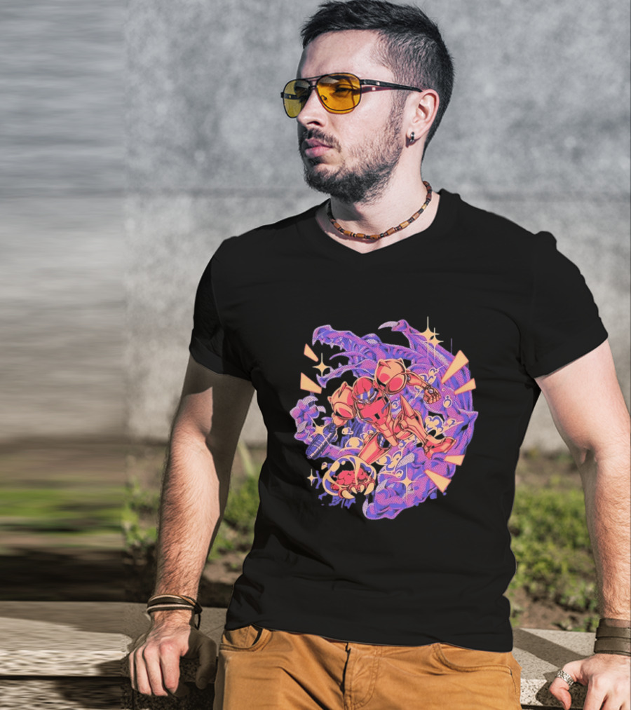 Metroid Samus Aran Versus Ridley Galactic Battle Hunter T-Shirt