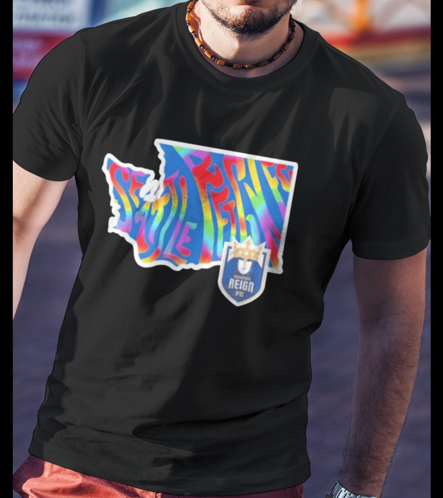 Seattle Reign FC Groovy Pride State Washington Map Rainbow T-Shirt