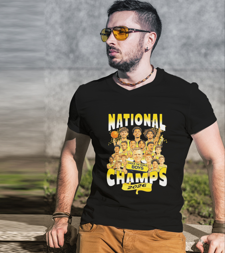 Michigan Wolverines National Champs 2026 Shock The World Boys T-Shirt