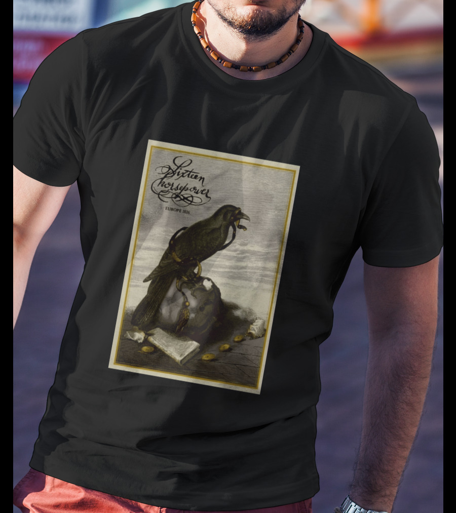 Sixteen Horsepower Europe 2026 Tour Art With Raven And Script T-Shirt