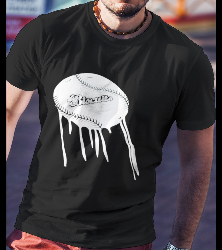 Montgomery Biscuits Baseball Dripping Melted Effect T-Shirt
