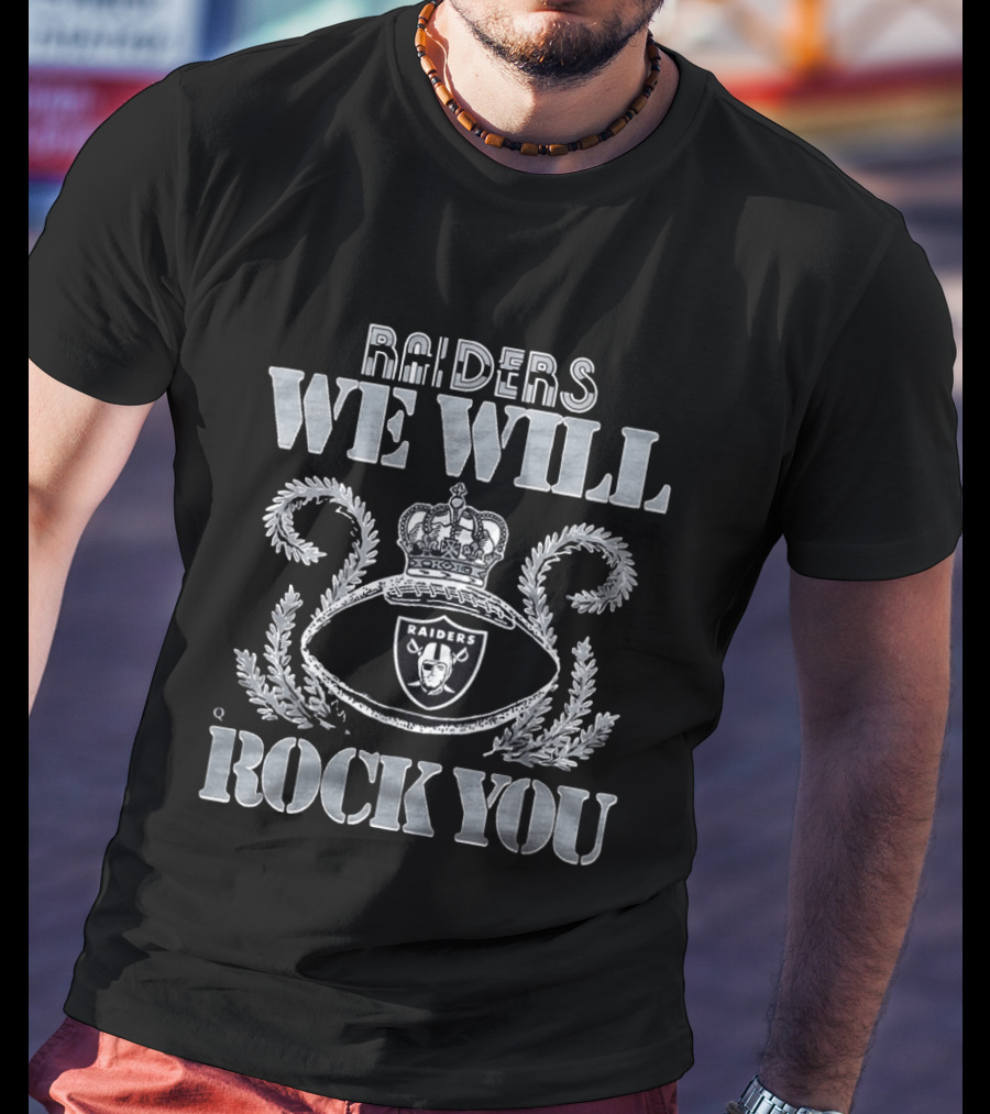 Las Vegas Raiders We Will Rock You 2026 Football Crown Silver T-Shirt