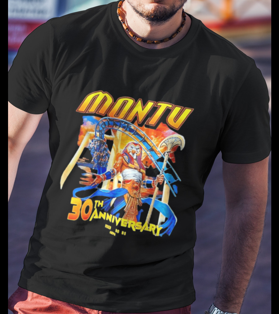 Montu 30th Anniversary Busch Gardens Tampa 1996 2023 Roller Anubis Egyptian T-Shirt