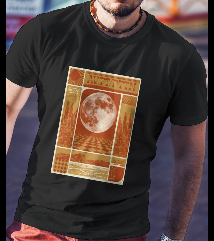 The Avett Brothers AWT PTTN Moon Checkered Austin Texas Moody Center May 14 2026 T-Shirt