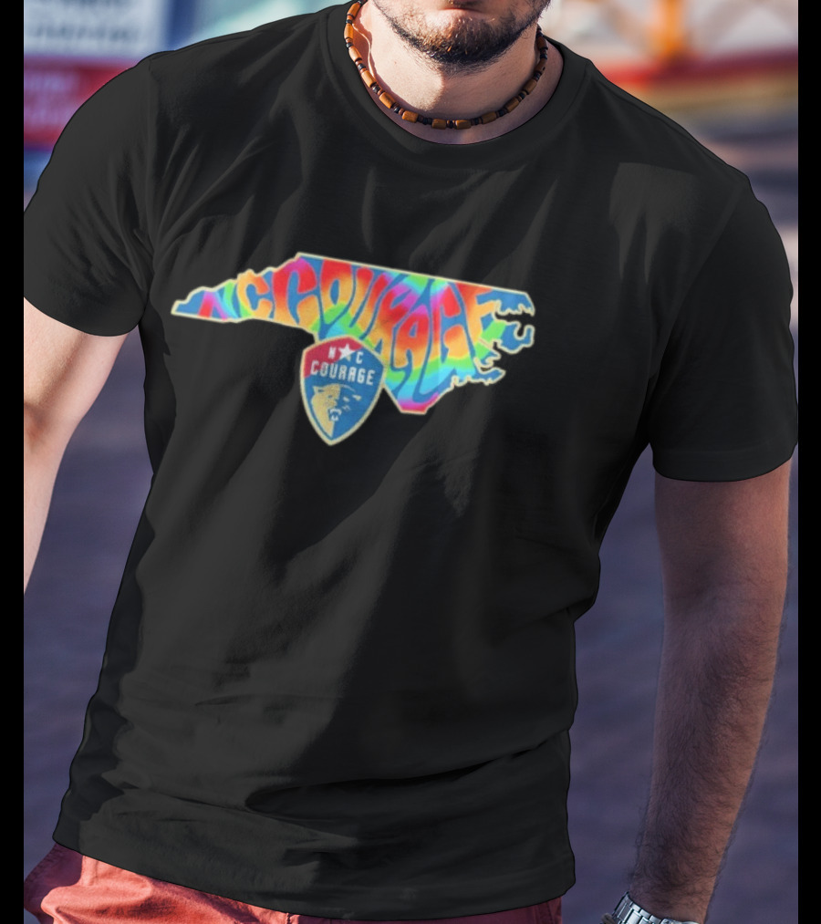 North Carolina Courage Pride State Rainbow Map T-Shirt