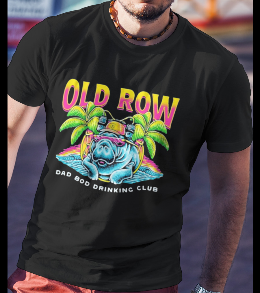 Old Row Dad Bod Drinking Club Manatee Tropical Palm Tree T-Shirt