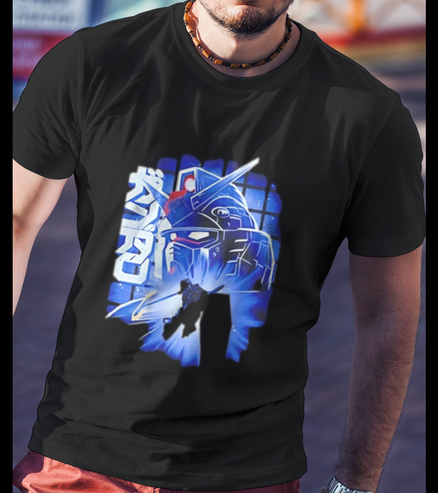 RX 78 2 Mobile Suit Gundam Fighter Neon Blue T-Shirt