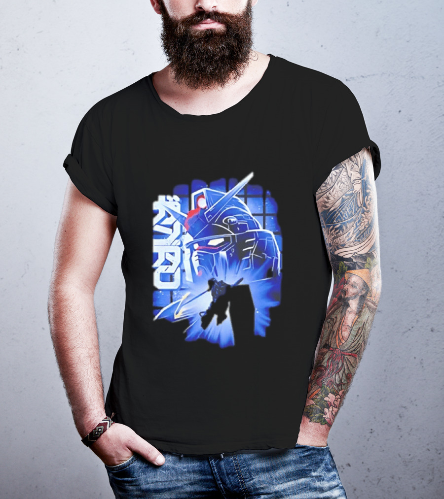 RX 78 2 Mobile Suit Gundam Fighter Neon Blue T-Shirt