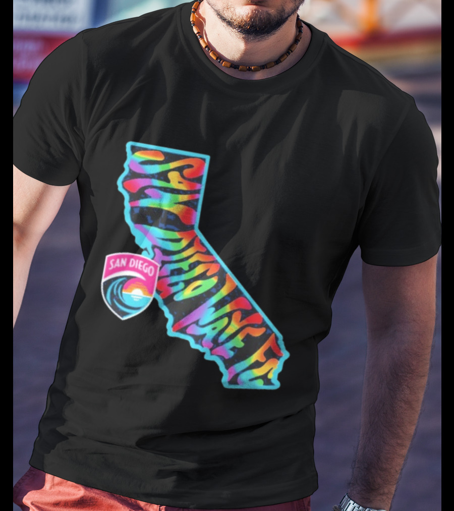 San Diego Wave FC Groovy Pride California Map T-Shirt