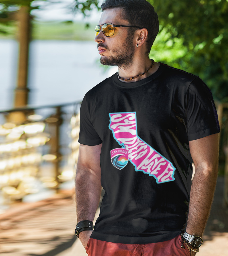 San Diego Wave FC Groovy California Pink State T-Shirt