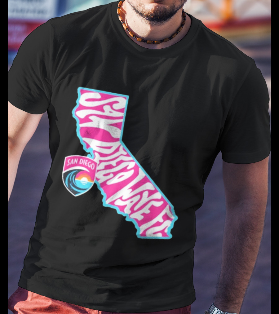 San Diego Wave FC Groovy California Pink State T-Shirt
