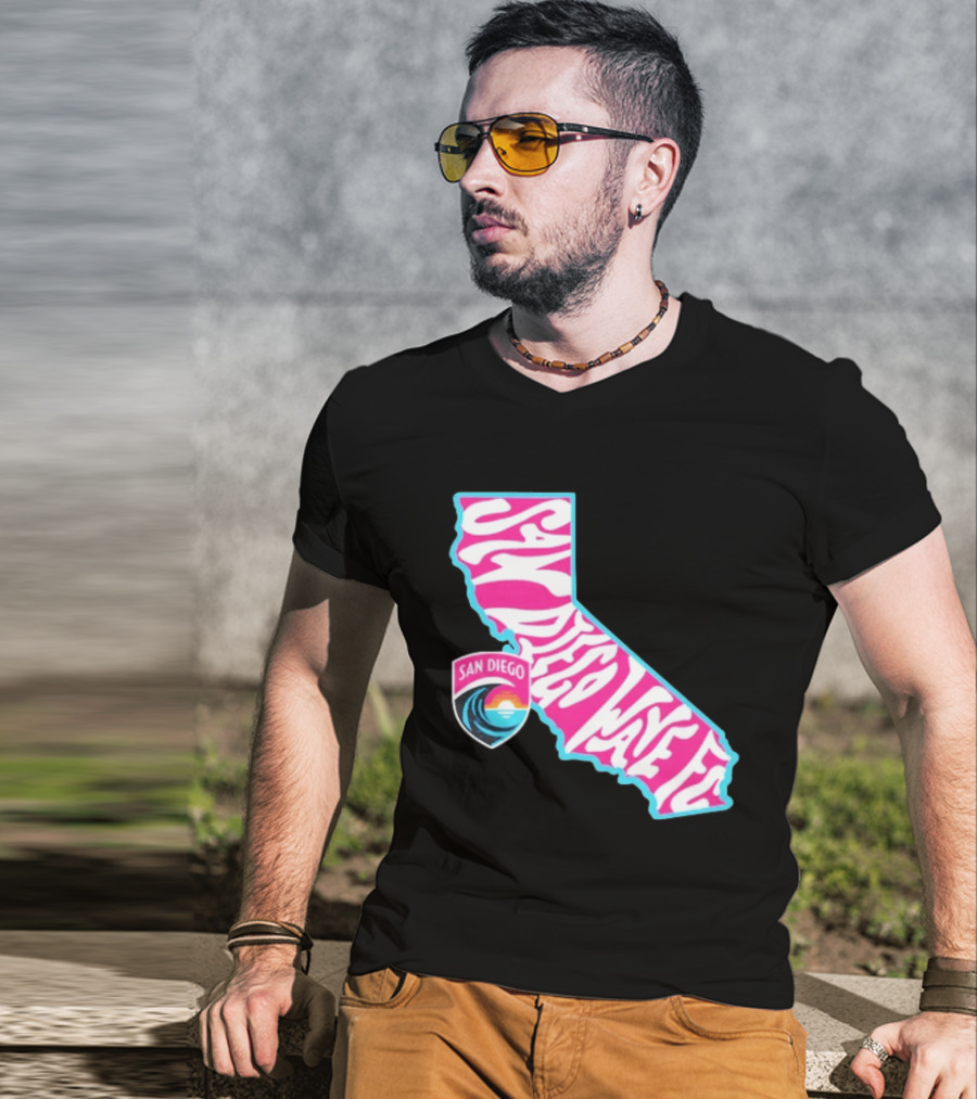 San Diego Wave FC Groovy California Pink State T-Shirt
