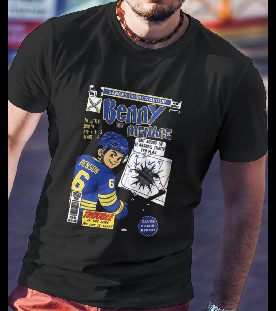 Sarbes Comics Benny The Menace Zach Benson Trouble Buffalo Sabres Hockey T-Shirt
