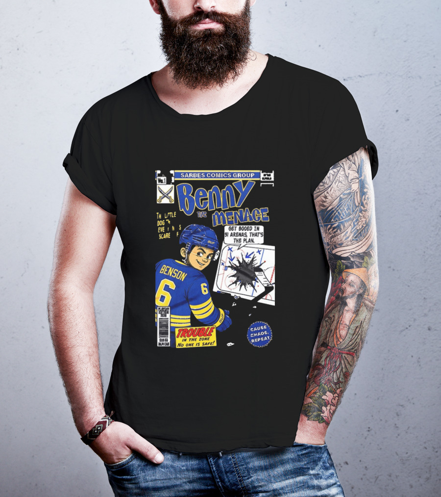 Sarbes Comics Benny The Menace Zach Benson Trouble Buffalo Sabres Hockey T-Shirt
