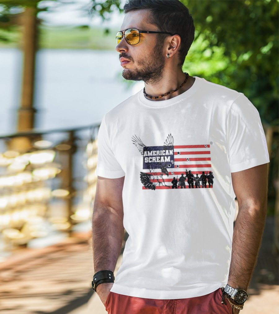 American Scream Soldiers USA Flag Eagle T-Shirt