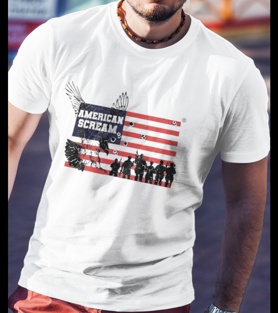 American Scream Soldiers USA Flag Eagle T-Shirt