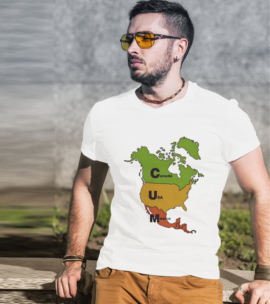 Canada USA Mexico Map CUM Bold Letters T-Shirt