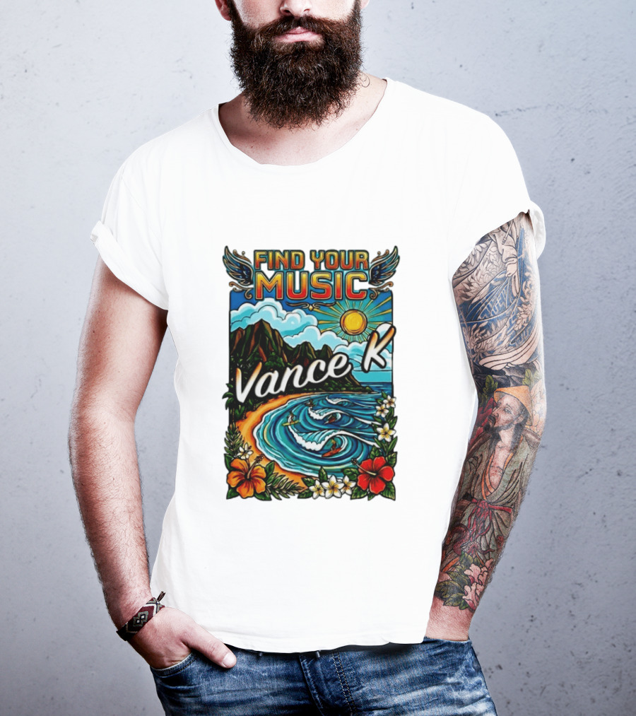 Find Your Music Vance K Tropical Surfing Paradise T-Shirt