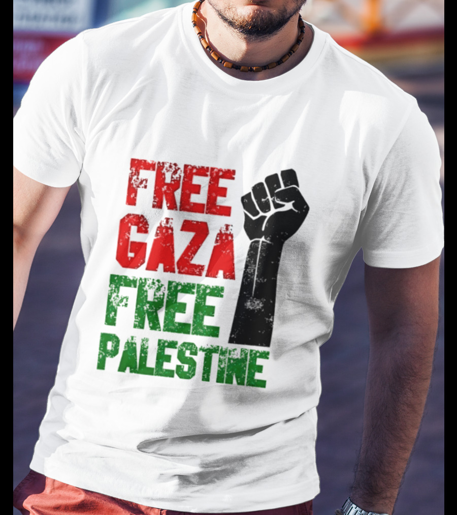 Free Gaza Free Palestine Raised Fist T-Shirt