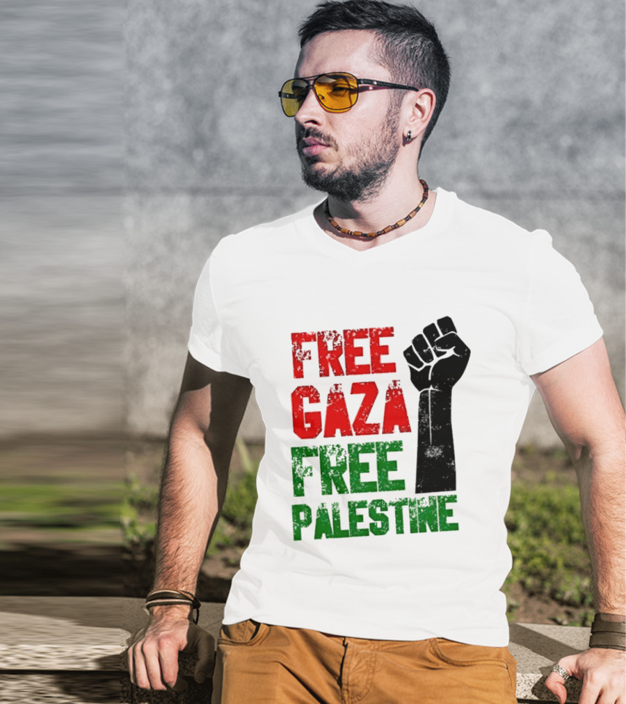Free Gaza Free Palestine Raised Fist T-Shirt